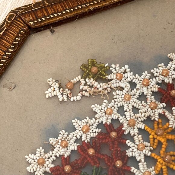 Vintage 20s Beading Under Glass Vanity Tray Framed Wall Decor Framed Flapper - Picture 7 of 10